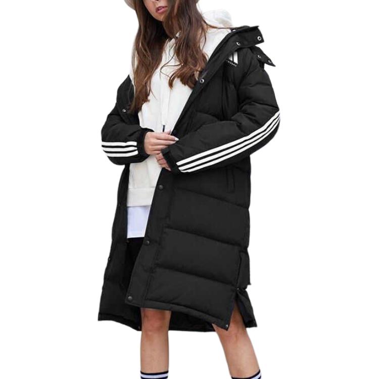 adidas Açık Hava Sporları Günlük Uzun Kapüşonlu Kaz Tüyü Mont Unisex Dış Giyim Siyah ADIPK01TKD-BW