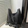 Summer new niche tassel large capacity retro casual shoulder underarm tote bag women's bag