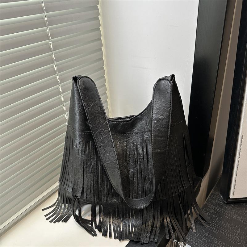 Summer New Niche Tassel Large Capacity Retro Casual Shoulder Underarm Tote Bag Women's Bag