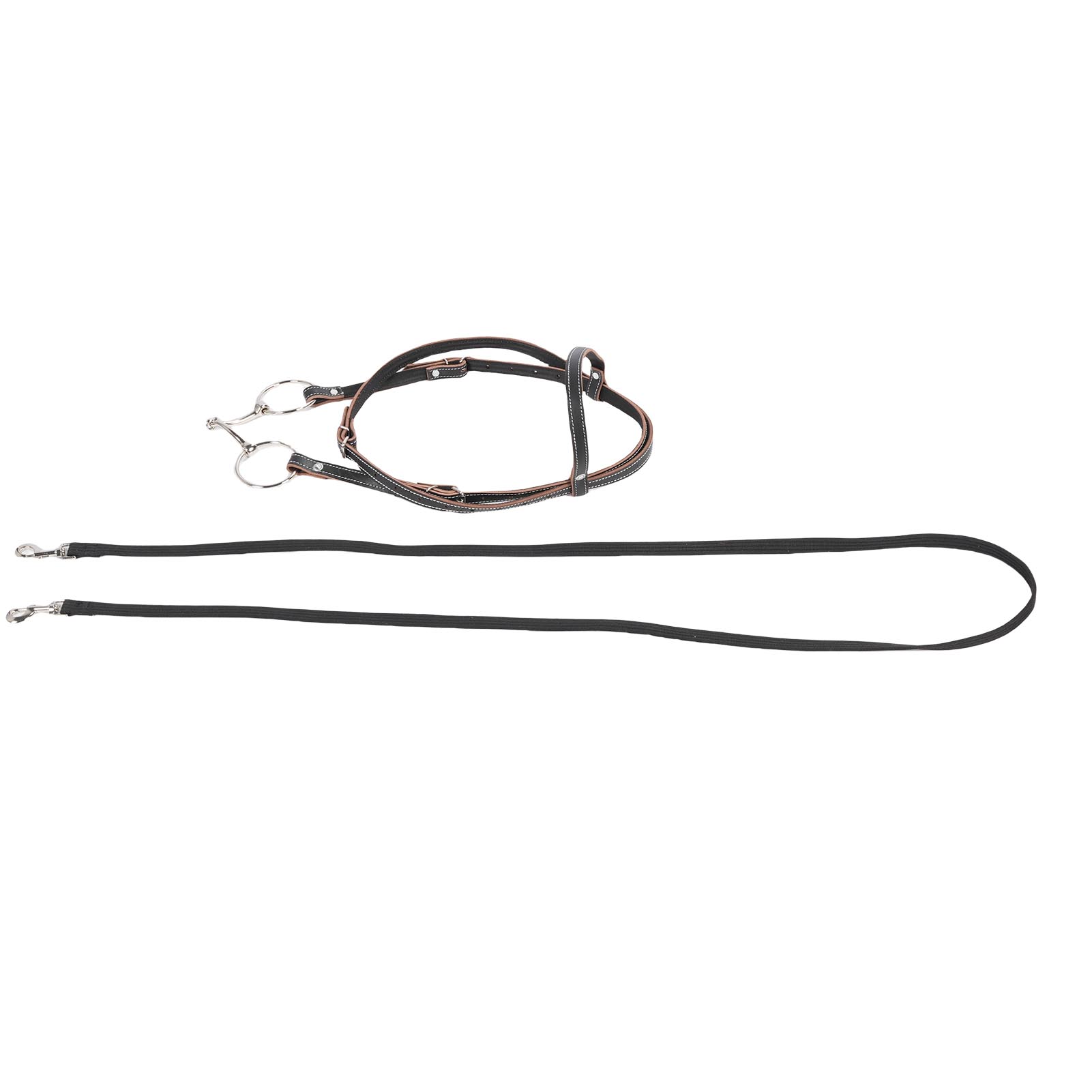 

Лошадиный недоуздок с поводом регулируемого размера из коровьей кожи прочный удобный для верховой езды L