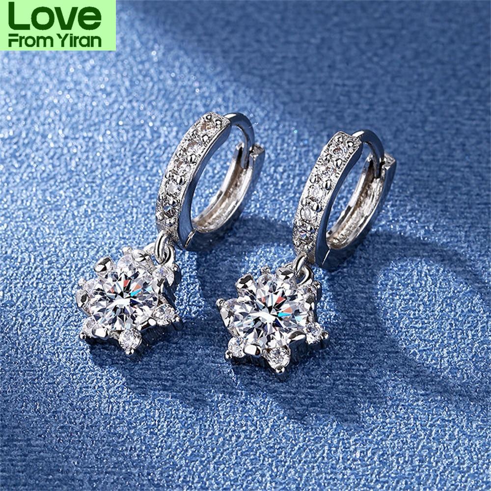 Women Earring Pendant 925 Silver Micro -Inlaid Zircon Full Diamond Creative A Pair Ear Studs Piercing Hoops Earrings Jewelry