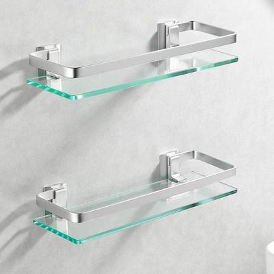 Rectangular Tempered Glass Shelf - Multi-Layer Space Aluminum Bathroom Storage
