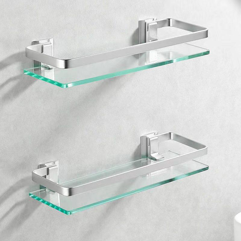 Rectangular Tempered Glass Shelf - Multi-Layer Space Aluminum Bathroom Storage