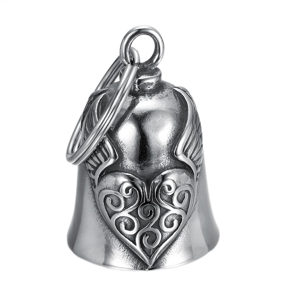 Retro Motorcycle Bell Charm Punk Style Angel Bell Pendant Biker Trend Lucky Bells RedCross Angel Wings Love Guardians Mens Gift