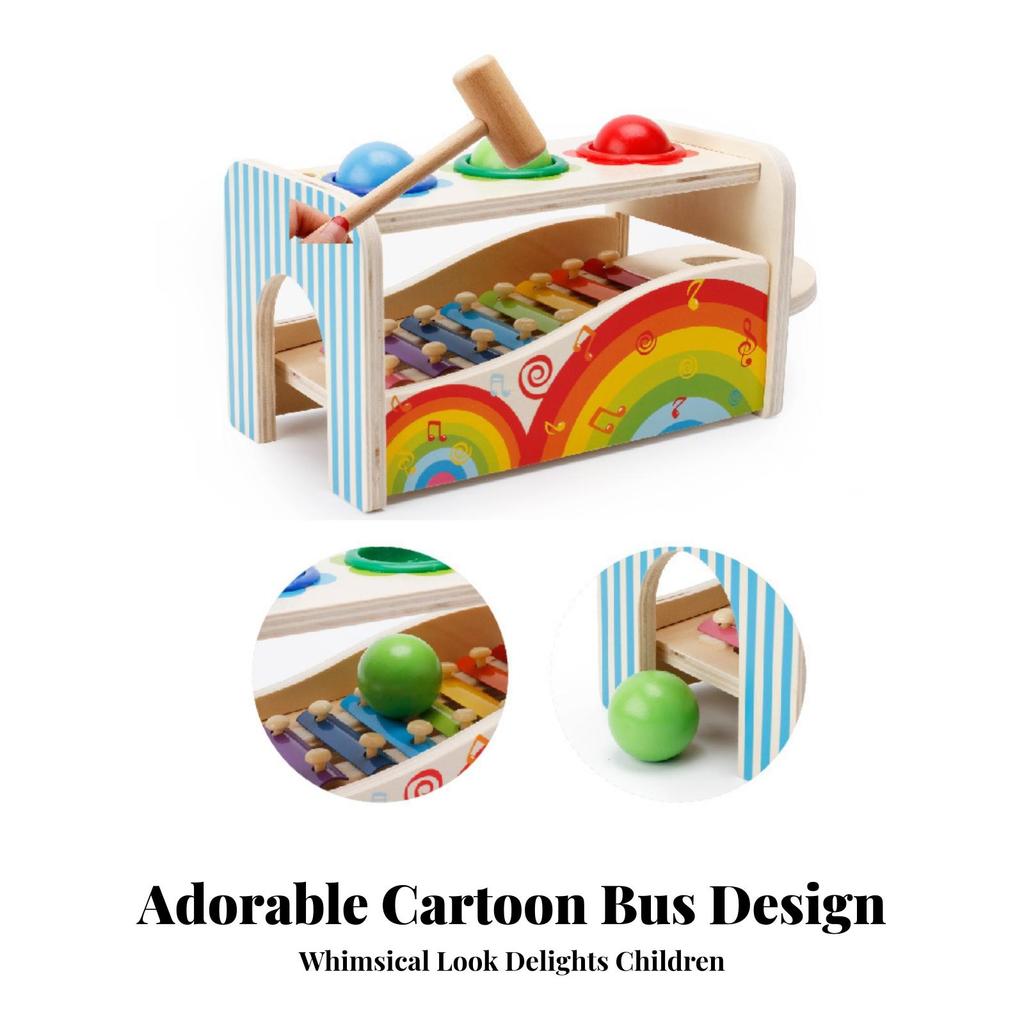 Wooden Music Pounding Bench Multifunction Xylophone Toy Educational Musical Tap