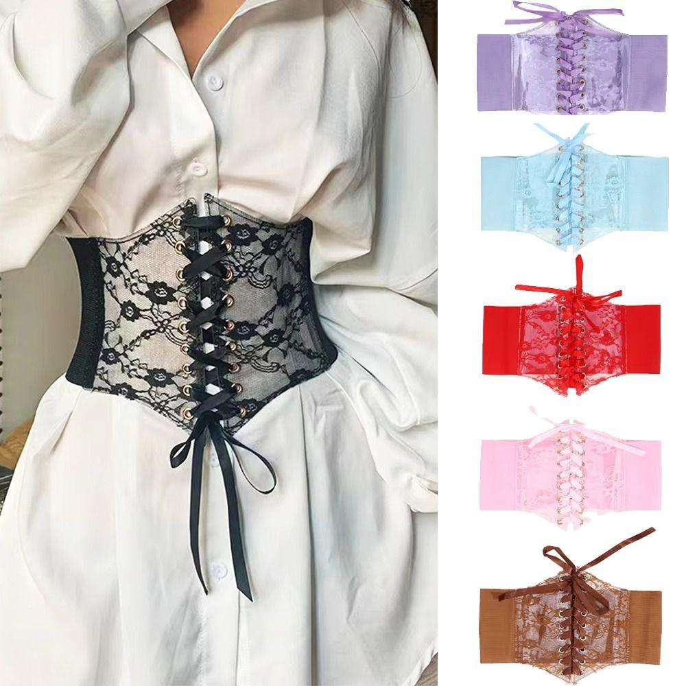 Cinture Vita Modellanti Body in Pizzo Largo Cintura Elastica in Pizzo Trasparente Vestito Versatile
