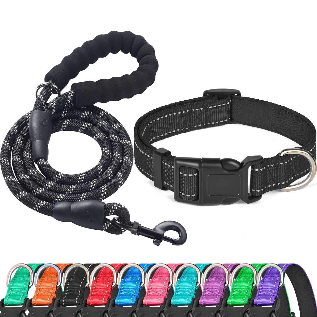 Durable Shock-Absorbing Dog Leash & Collar Set for Medium and Large Dogs - Anti-Pull, Safe & Comfortable