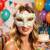 Men Half Face Mask with Elastic Band Vintage Glitter Half Face Guard Eye Mask Halloween Costume Masquerade Party Stage Performance Accessories