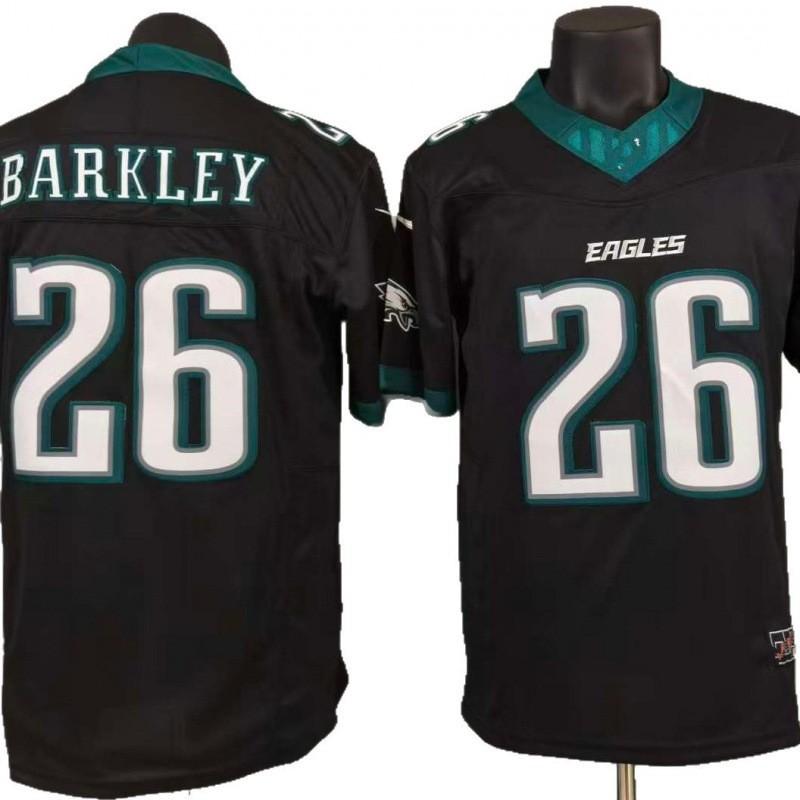 American Football Jersey 3rd Generation Philadelphia Eagles 26 Barkley Black Embroidered Sports Uniform
