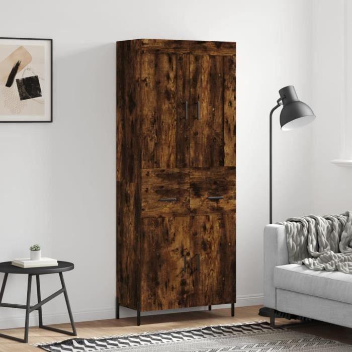 VidaXL Buffet haut Chêne fumé 69,5x34x180 cm Bois d'ingénierie 3199886