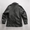 Navy genuine leather coat men's lapel double-row horn button heavy-wash fully vegetable-tanned sheepskin jacket