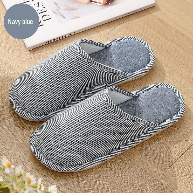 Four Seasons Cotton Linen Indoor Slippers - Thick-Soled, Unisex and Comfortable for Spring, Summer, and Autumn.