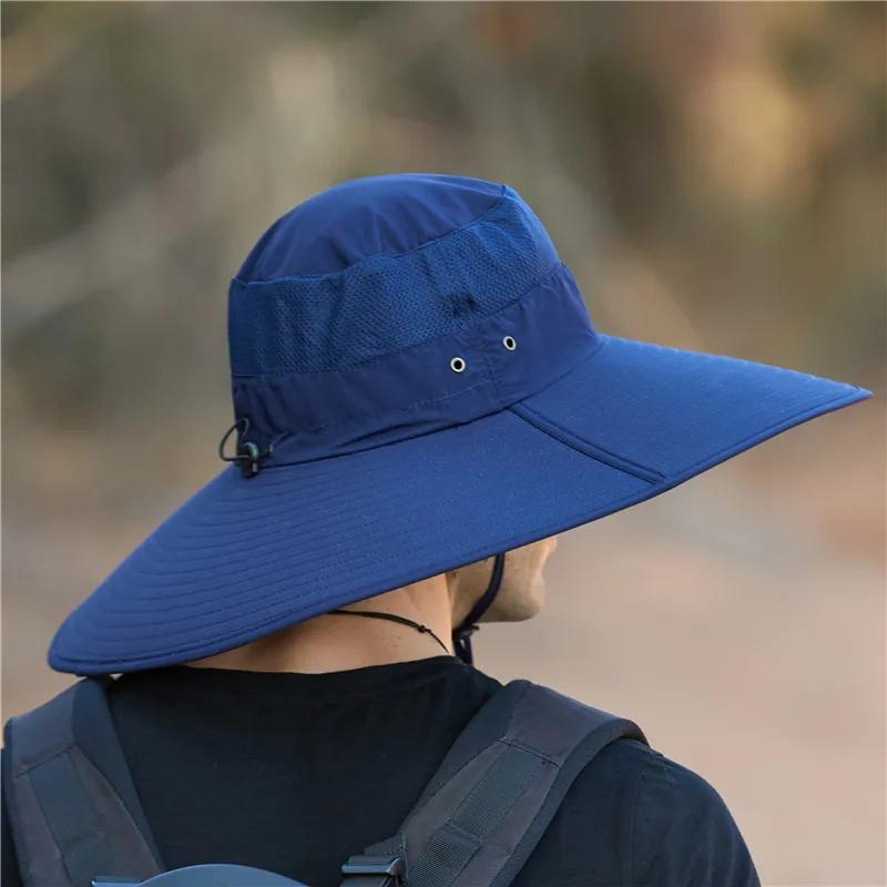 Men'S Plus Size Summer Outdoor Fishing Hat Men Large Brim Waterproof Hat Breathable Sun Protection Beach Bucket Hat Cap Unisex
