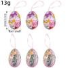 6PCS Plastic Easter Eggs Mini DIY Craft Bunny Eggs Hanging Ornament Colorful Multi-pattern Colorful Eggs Decoration