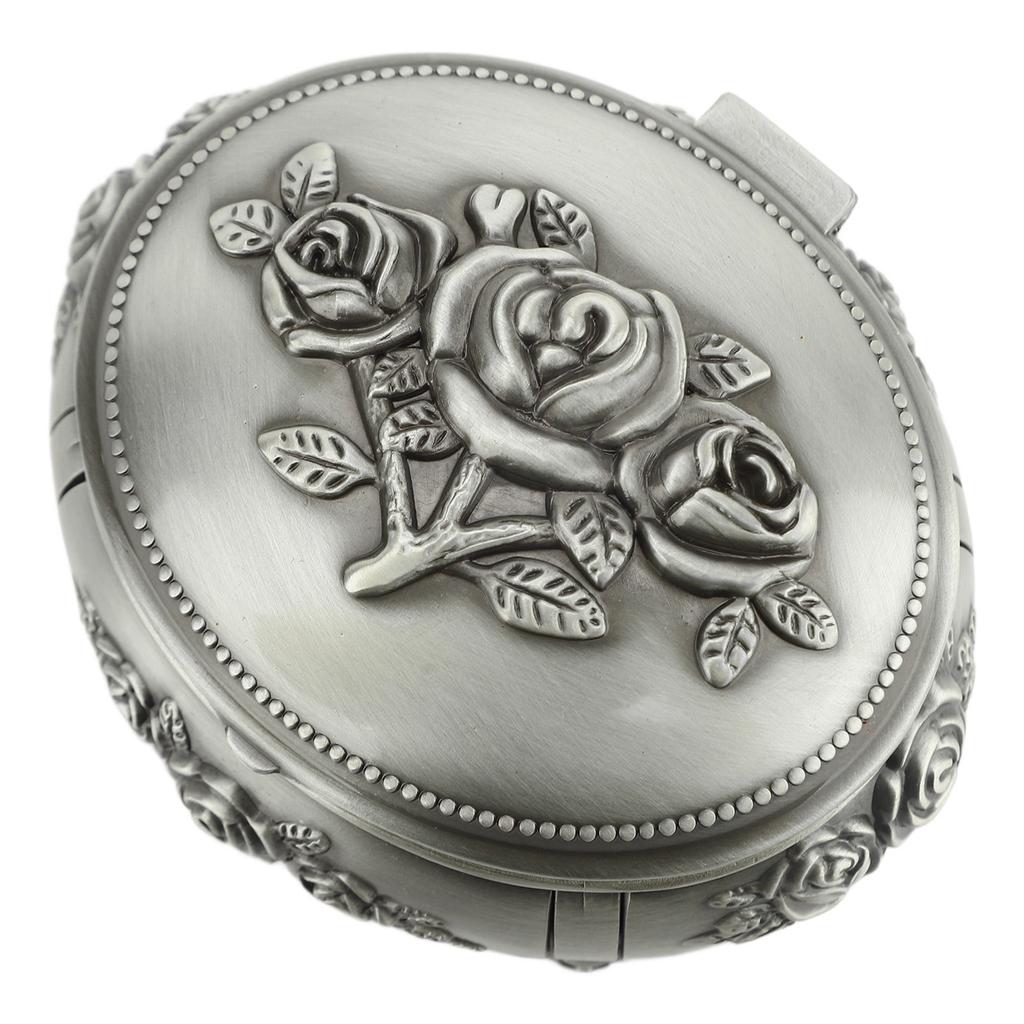 Jewelry Box Retro Metal Oval Shaped Jewelry Storage Box for Necklace Ear S