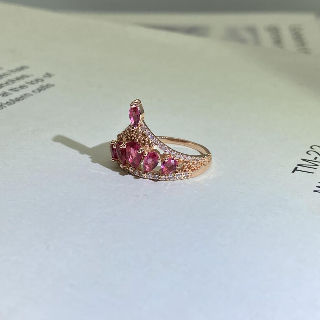 Stone Setting Women'S Ring Ring Crown Trend Rose Gold Plating