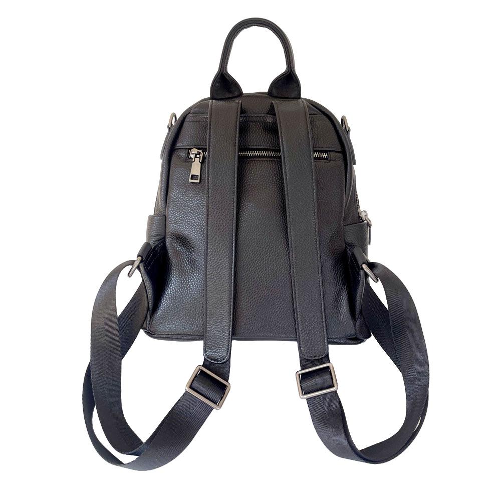 Mochila Casual Versátil, Couro Genuíno Primeira Camada Couro de Vaca Bolsa Feminina, Mochila Preta.