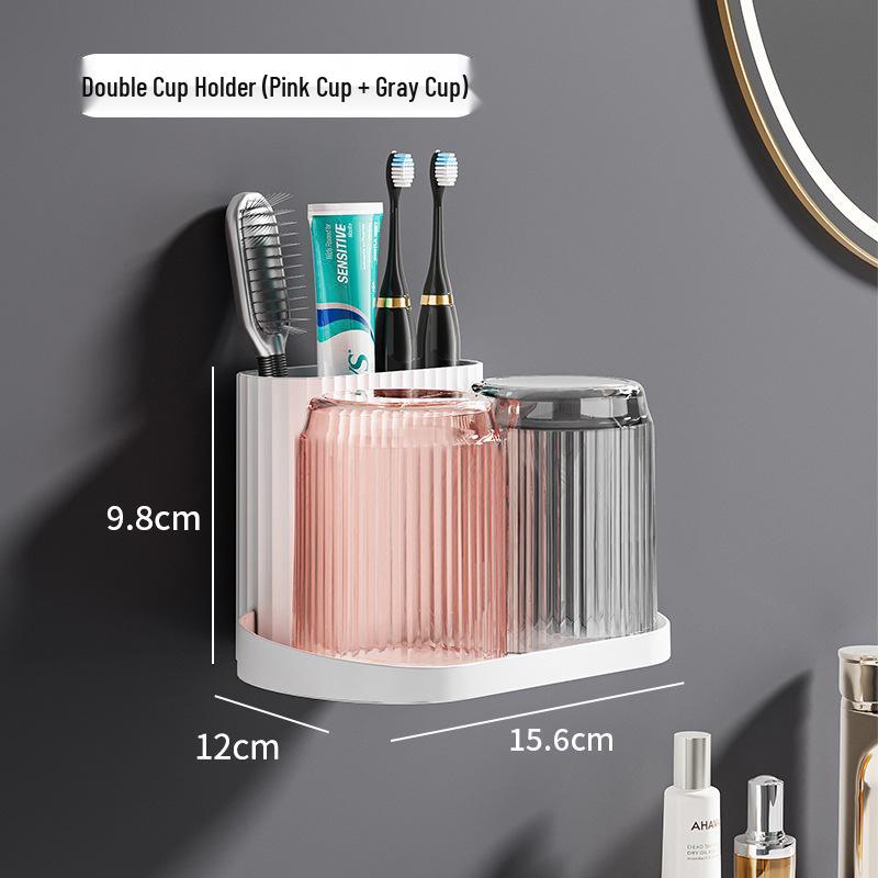 

Wall-Mounted Toothbrush Holder & Storage Rack for Mouthwash, Toothpaste, Cosmetics - Draining Design for Bathroom Countertops