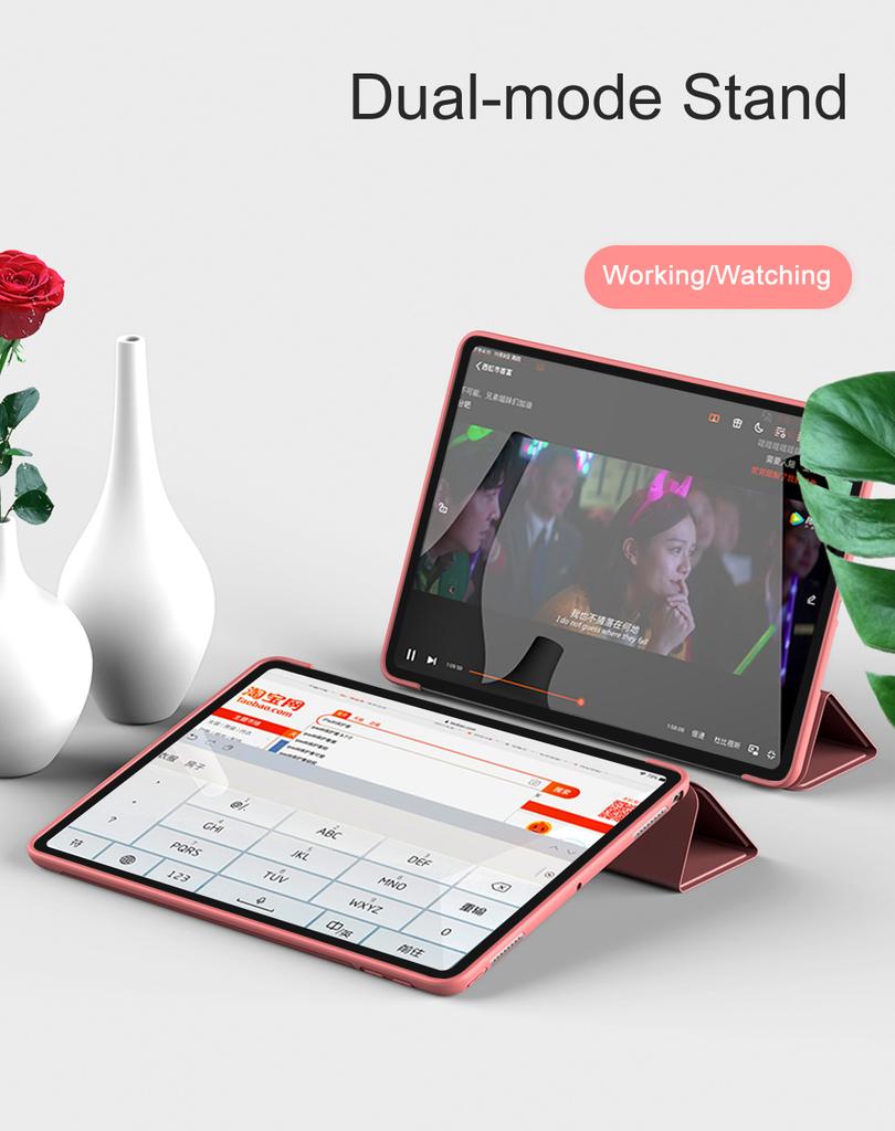 Für iPad Air Pro MINI Hülle 3 4 5 6 7 8 9 10. Generation 3-fach Leder Tablethülle Flüssigsilikon Weiche Halterung 11 12.9 13 Abdeckung