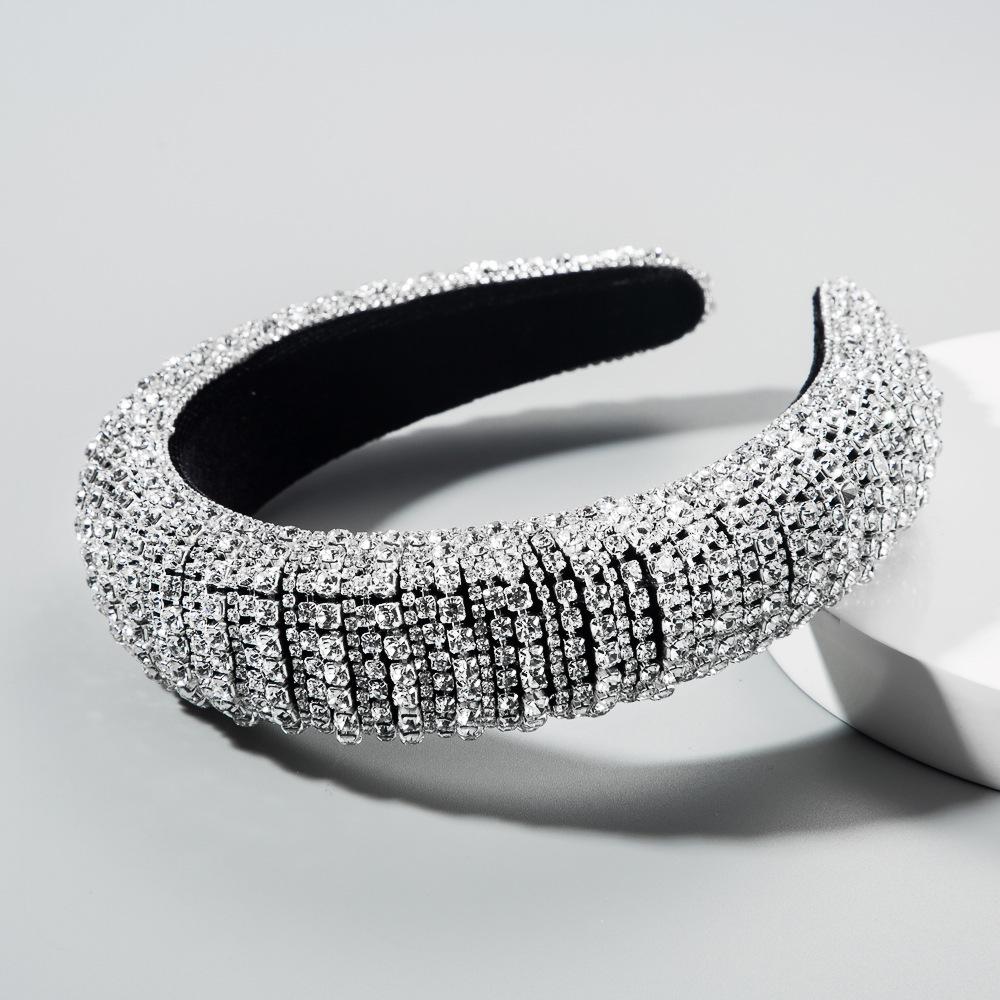 Womens Baroque Headband High-grade Hairband Colorful Rhinestone Headwrap Hair Band Hoop Headwear White Hair Bands Accessories