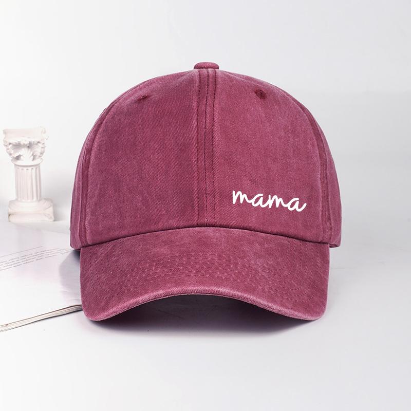 

Minimalist mama Print Washed Baseball Cap Adjustable Unisex Mother s Day Gift For Mom бордовый