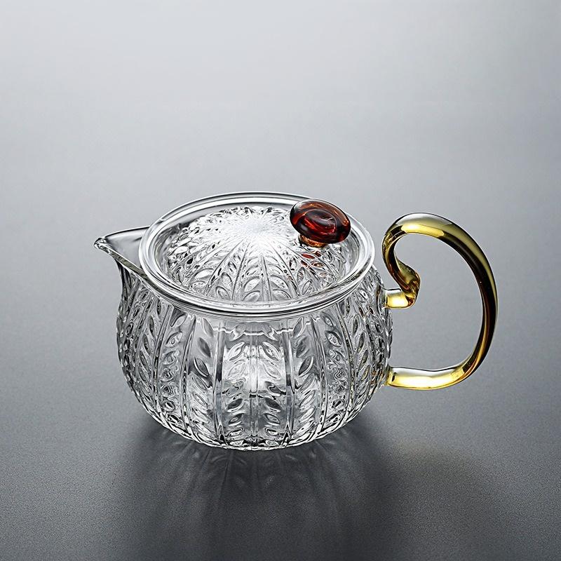 JUSTINLAU 300/600ml Glass Teapot High Borosilicate Glass Flower Tea Pot with Tea Infuser Heat-resistant Thickened Glass Tea Set