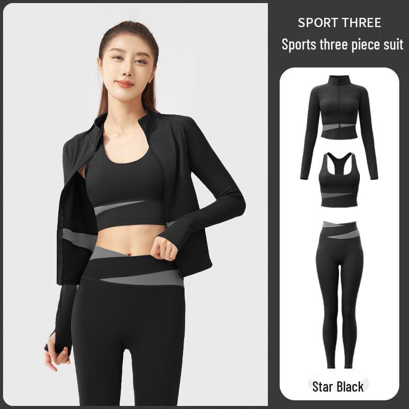 

Juyitang Color-Matching Three-Piece Fitness Yogawear Set L