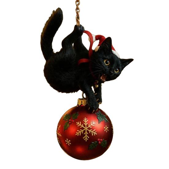 Cat Christmas Ornament Cute Kitten Christmas Ball Ornament 2D Flat Hanging Charm for Car Rearview Mirror