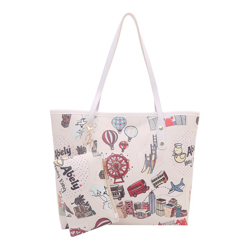 Spring Fashion Printed Graffiti Bag Women's Large Capacity Commuter Retro Fashion Premium Textured Shoulder Bag