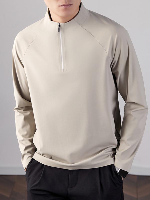 2026 Spring Men's Seamless Half-Zip Long-Sleeve Base Layer Shirt - Outdoor Casual Sports Top