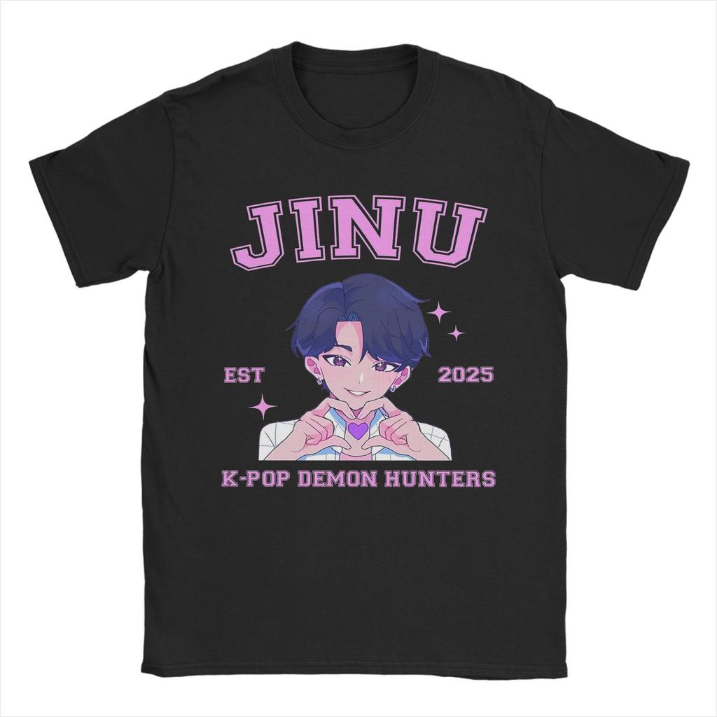 JINU Saja Boys Kpop Demon Hunters T-Shirt Men  Vintage Pure Cotton Tee Shirt O Neck Short Sleeve T Shirt Adult Tops