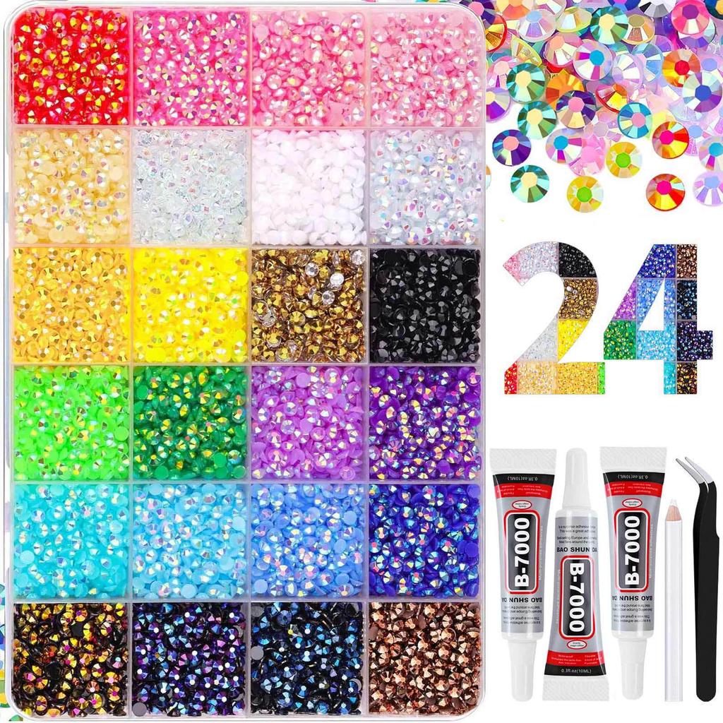 Nail Art Accessories: 40-Grids Colored Resin Flat-Bottom Jelly Rhinestones for DIY Nails, Clothing, and Phone Decoration