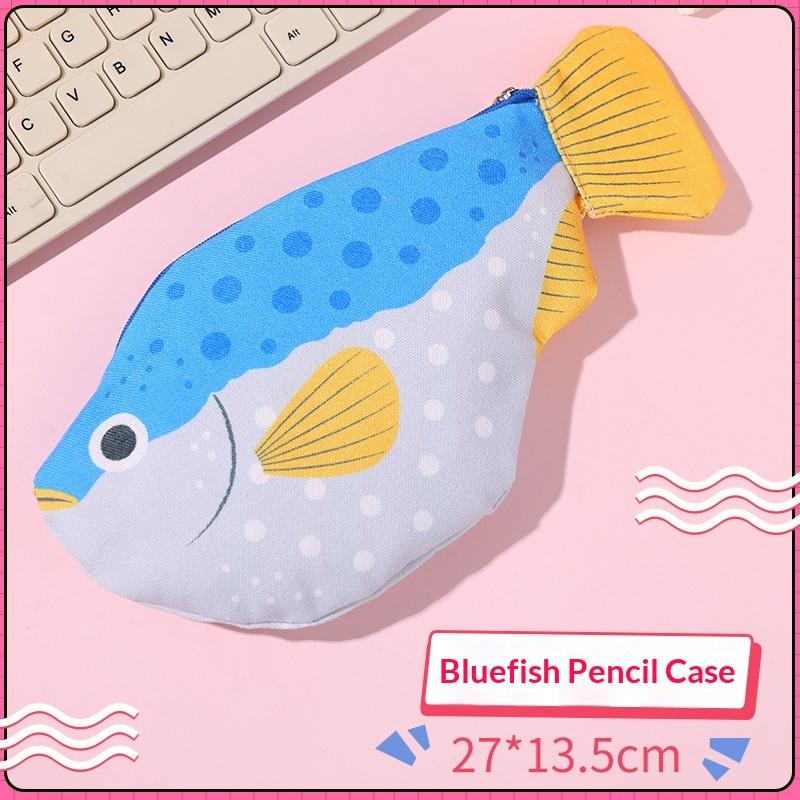Creative Quirky Sea Fish Pencil Case Large-Capacity Fun Cartoon Organizer Bag Multi-Functional Storage Bag Stationery Case Gift