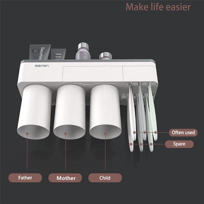 MAITA Magnetic Adsorption Inverted Wall Mount Firmly Bathroom Storage Rack Toothpaste Squeezer Family Set