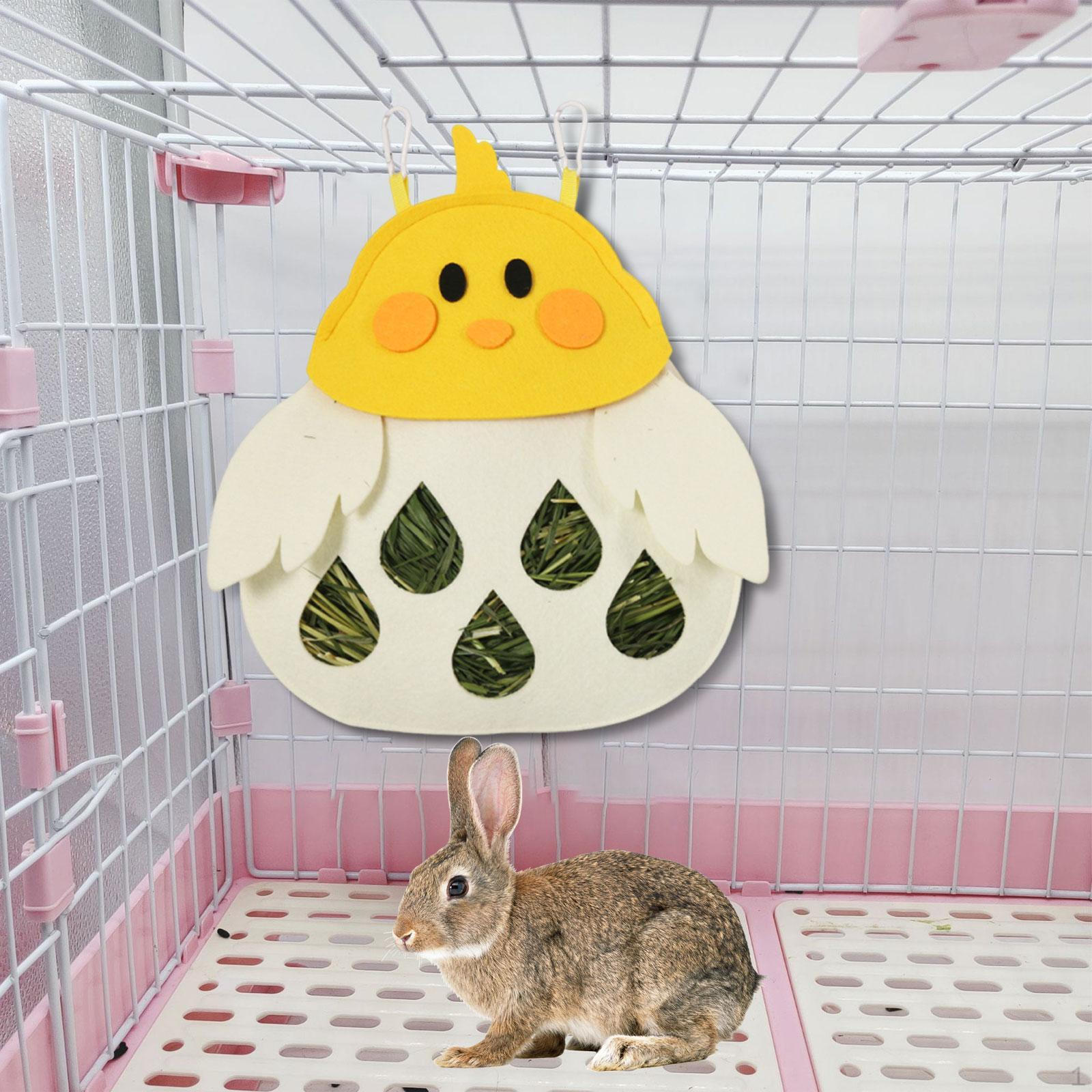 

Hanging Grass Pouch for Rabbit Hay Feeder in Cage Small Animals Yellow Chick