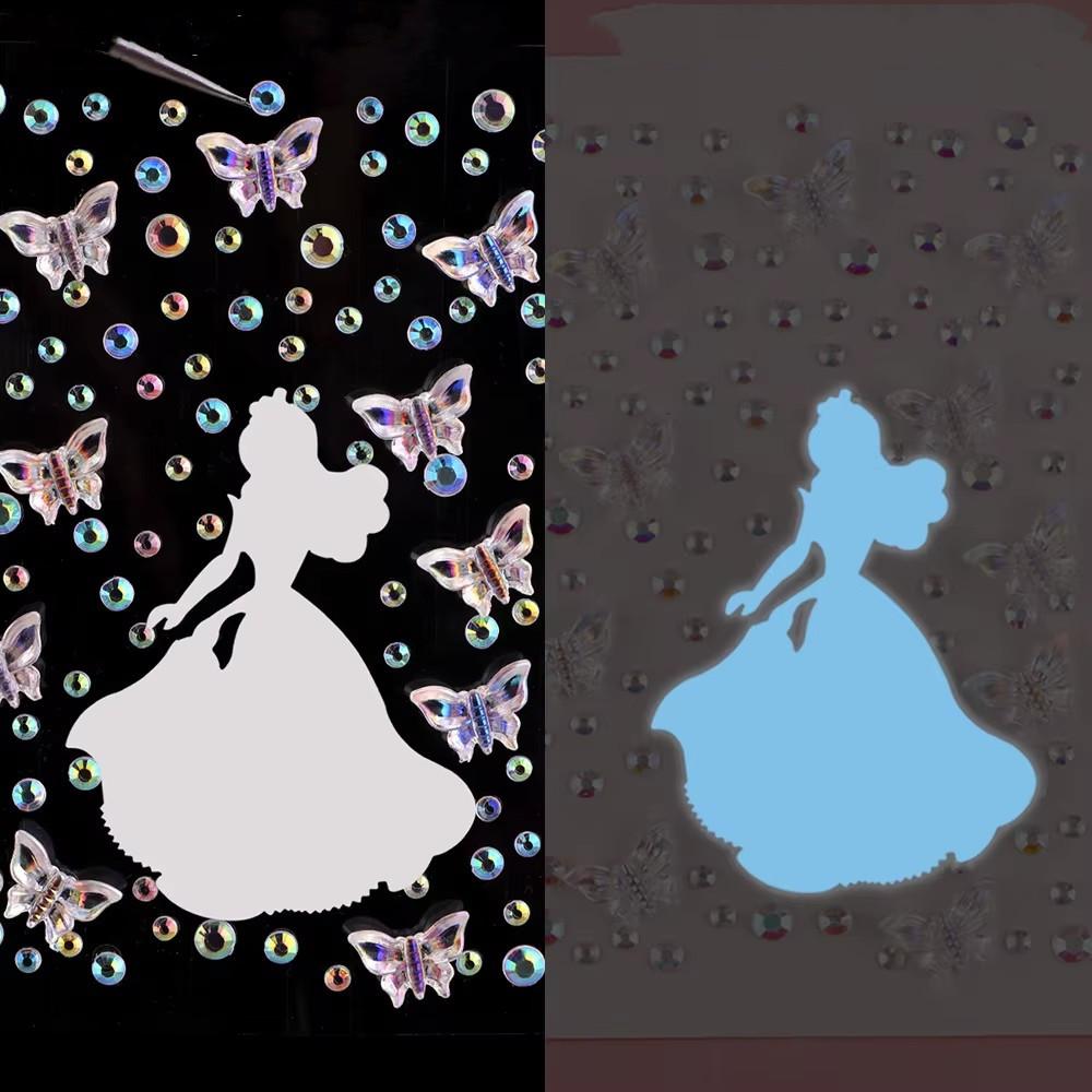 Waterproof Rhinestone Butterfly Face Stickers Pearl Temporary Tattoo Stickers Lasting Glitter Body for Nail Face Makeup Decora