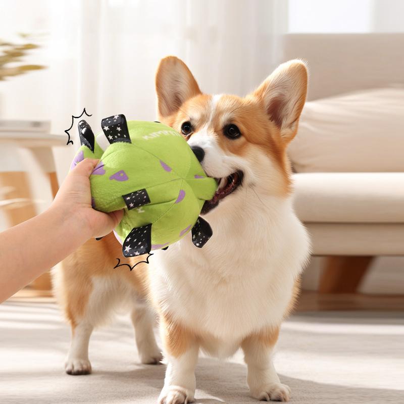 Bite-Resistant Plush Soccer Interactive Dog Toy Ball Washable Built-in Bell Outdoor Training Dog Chew Toy Brinquedos Para Cães