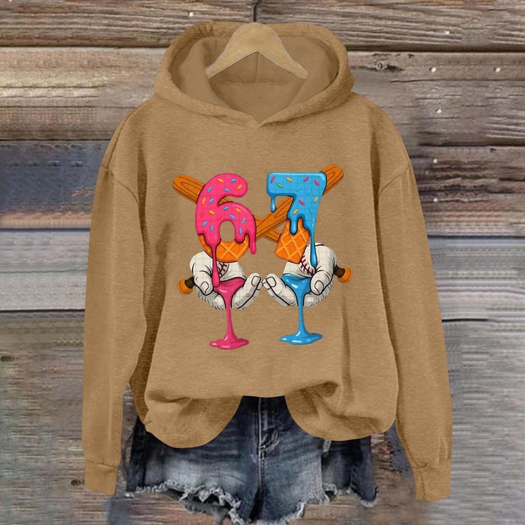 Damen Modisches Lässiges Langärmliges Bedrucktes Kapuzensweatshirt