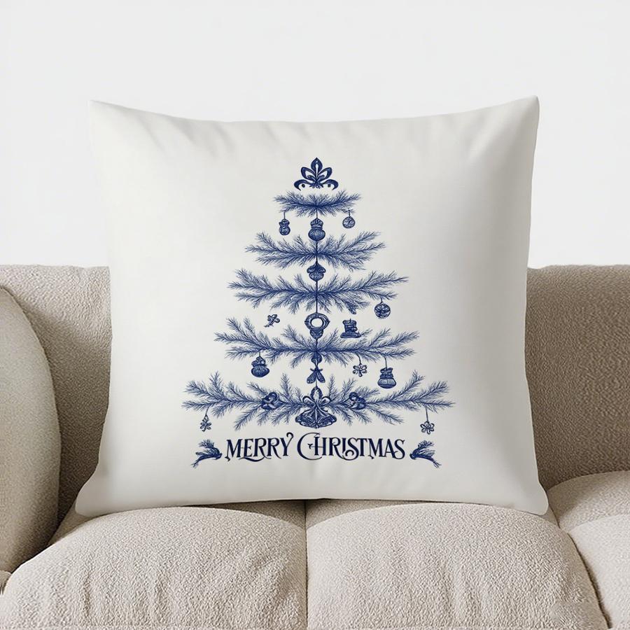 Home Decor Christmas Tree Merry Christmas Pillow Pattern Cushion Cover Suitable For Sofa Bedroom Car Pillow Cover