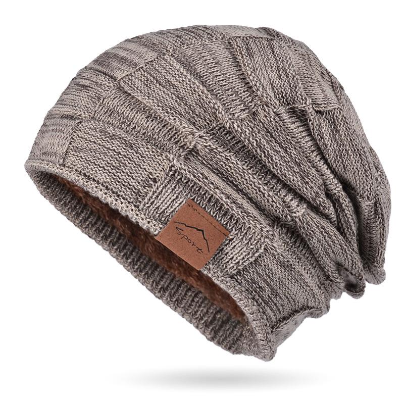 9875 Autumn/Winter Fleece-Lined Multi-Color Wool Knit Pullover Hat - Cozy Fashion for Women