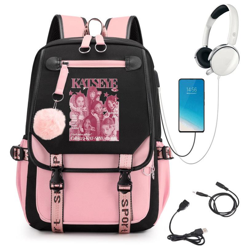 KATSEYE Campus Style Backpack Multifunctional Student Bookbag Large Capacity Lightweight Water-Resistant for School