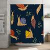 Snail Shower Curtain Bathroom Decor Waterproof Fabric Cartoon Animal Print Navy Blue with Multicolored Snails Perfect Gift for H