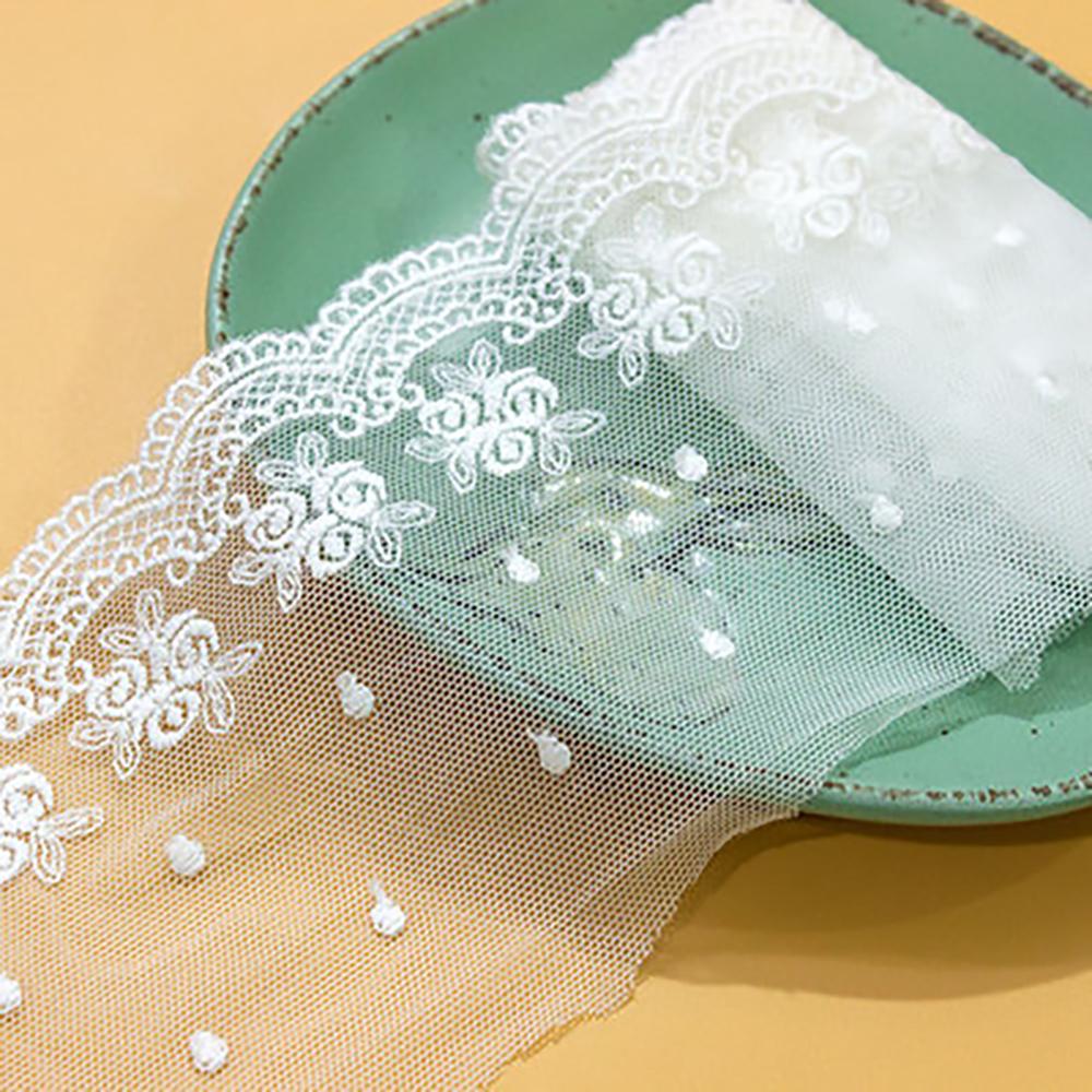 

1 ярд Белый Бежевый Зеленый Цветочный Кружевной Трим Вышитый Кружевной Сетчатый Материал 9 см Шириной белый
