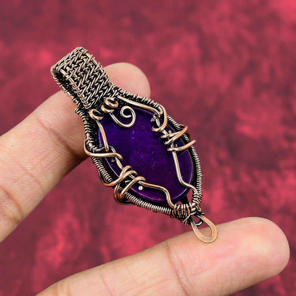 Purple Fire Labradorite Pendant Copper Wire Wrapped Pendant Handmade Elegant Pendant Natural Gemstone Pendant Copper Jewelry Gifts For Wife