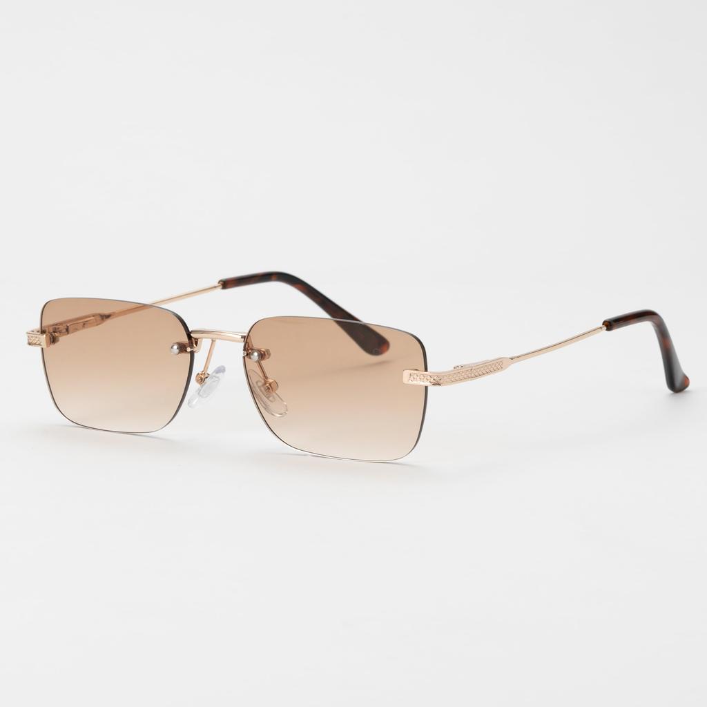 Meigan Nagoya Eyewear Sunglasses for UV Protection Japanese Gradient Light Men Stylish, 99% (UV400), Rimless, Square, Two-Point Design, Design,