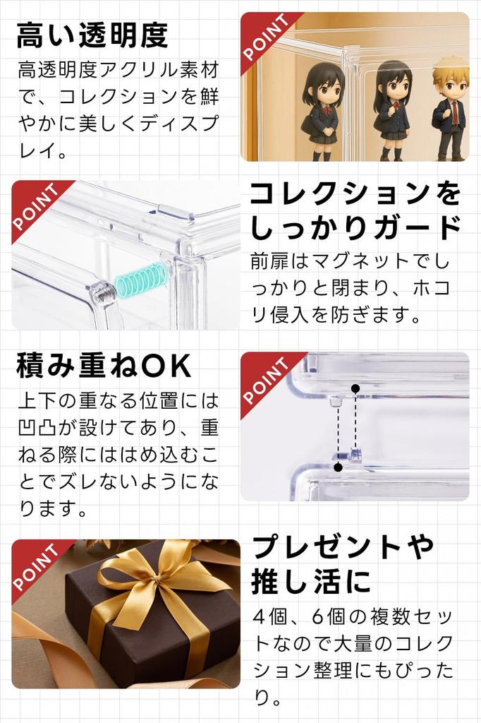 MRD Figure Display Case, Shelf, Collection Case, Figure Showcase "Maximize the Beauty of Your Collection" (Set of 4)