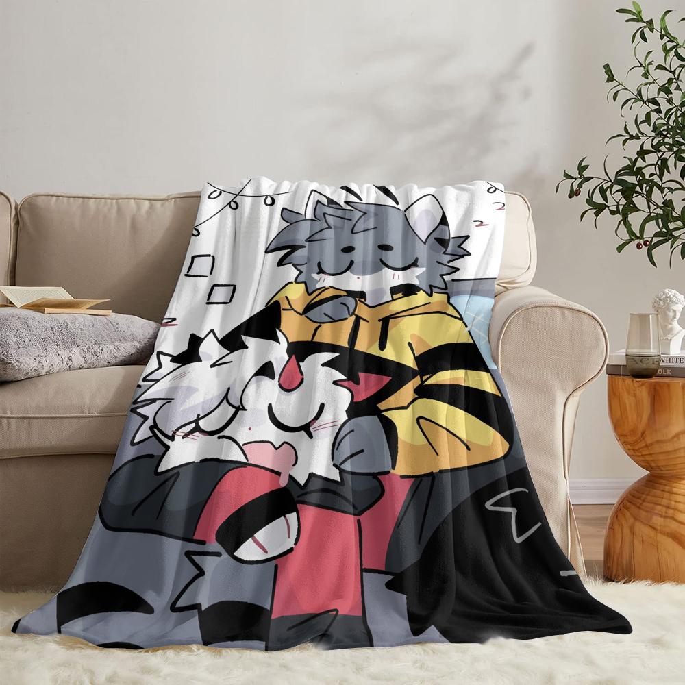 Cute B-boykisser cat Throw Soft Flannel Throw Summer Blanket Lightweight Cozy Nap Blanket for Sofa Bed Travel