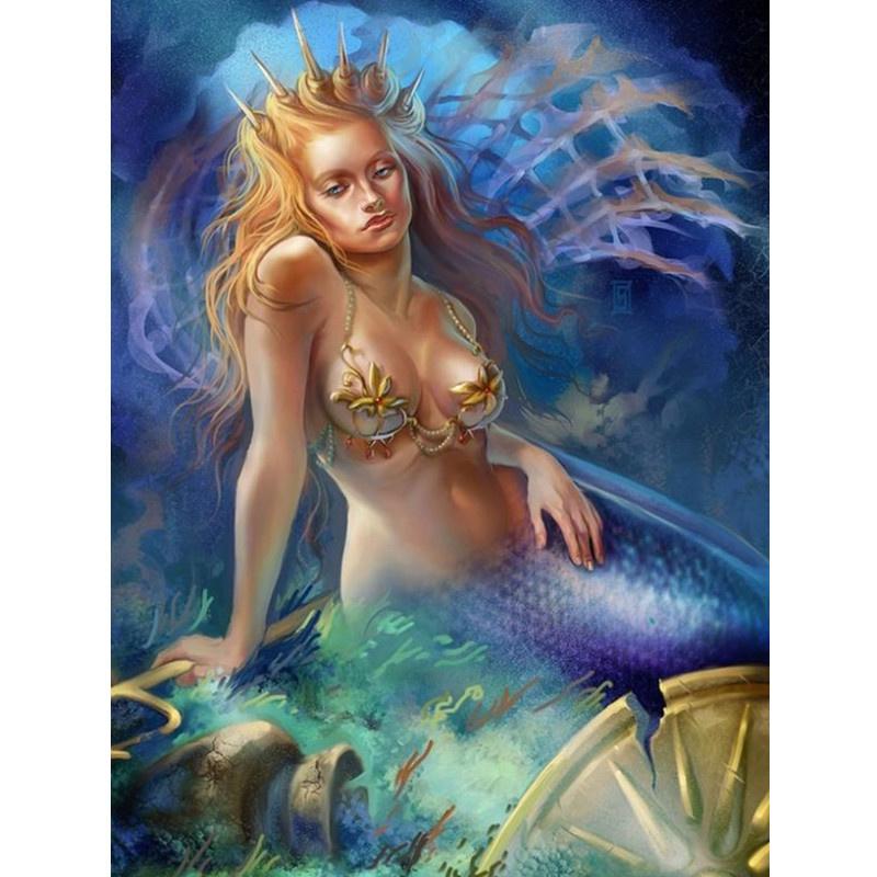 5D DIY Diamond Painting Cartoon Mermaid Diamond Embroidery Cross Stitch Kit Full Rhinestone Mosaic Home Decor