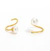 Fenny 18K Gold-plated Waterproof Elegant Screw Flat Freshwater Pearl Hoop Earring Trend for Women Ladies Jewelry