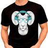 Ram Headphones Glasses T Shirt Funny Animal Music Lover Gift Novelty Graphic Tee